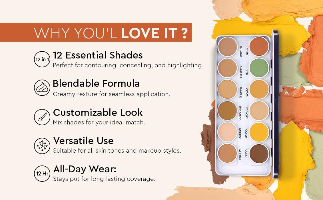 COVER & CONCEAL 6-1 SUPRA BASE PALETTE - For Dry Skin | Full Coverage Concealer, Foundation & Contour Kit