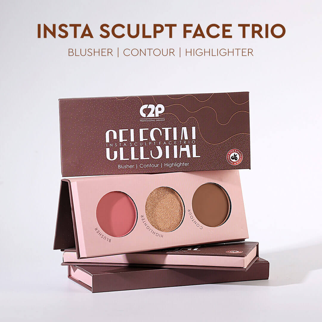 CELESTIAL INSTA SCULPT FACE PALETTE – Compact Contour, Blush & Highlight Trio for Effortless Face Definition (12g)