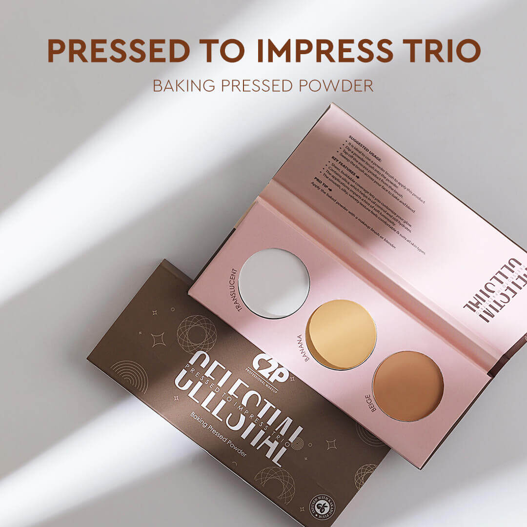 CELESTIAL PRESSED TO IMPRESS TRIO FACE PALETTE - Compact, Translucent & Loose Powders for Setting, Mattifying & Blurring (12g)