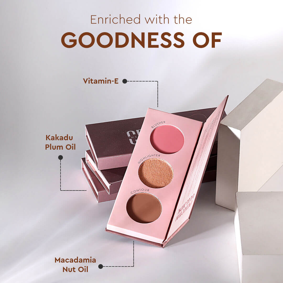 CELESTIAL INSTA SCULPT FACE PALETTE – Compact Contour, Blush & Highlight Trio for Effortless Face Definition (12g)