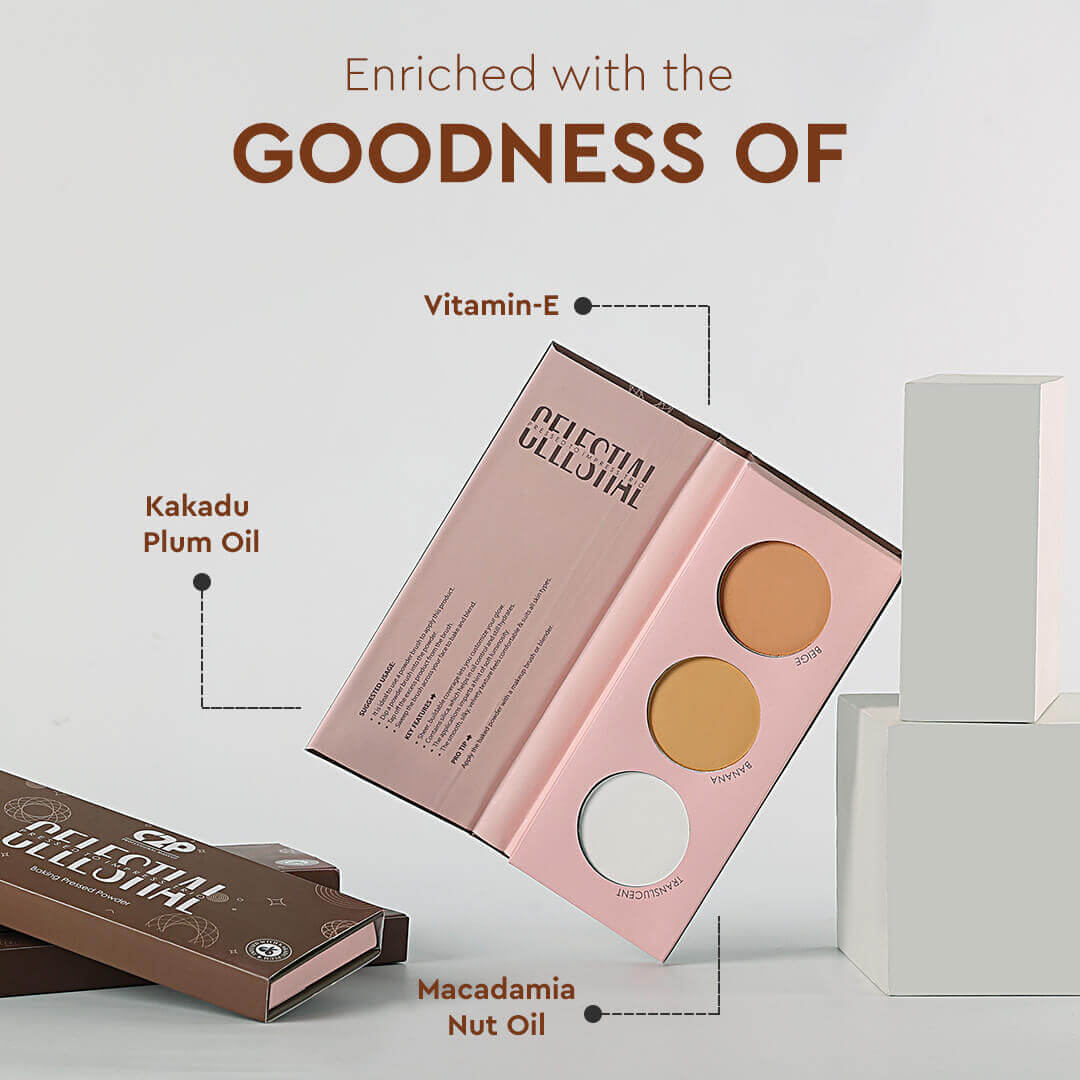 CELESTIAL PRESSED TO IMPRESS TRIO FACE PALETTE - Compact, Translucent & Loose Powders for Setting, Mattifying & Blurring (12g)