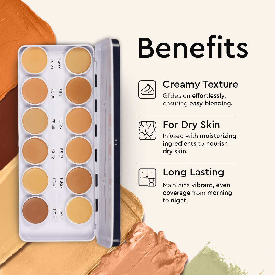 COVER & CONCEAL 12-1 SUPRA PALETTE - For Pigmented & Dry Skin | Full Coverage Concealer, Foundation & Contour Kit