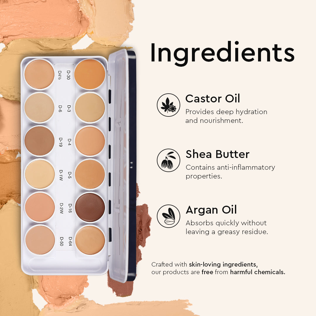 COVER & CONCEAL 12-1 SUPRA PALETTE - For Pigmented & Dry Skin | Full Coverage Concealer, Foundation & Contour Kit