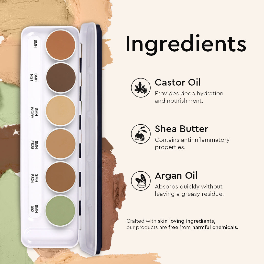 COVER & CONCEAL 6-1 SUPRA BASE PALETTE - For Dry Skin | Full Coverage Concealer, Foundation & Contour Kit
