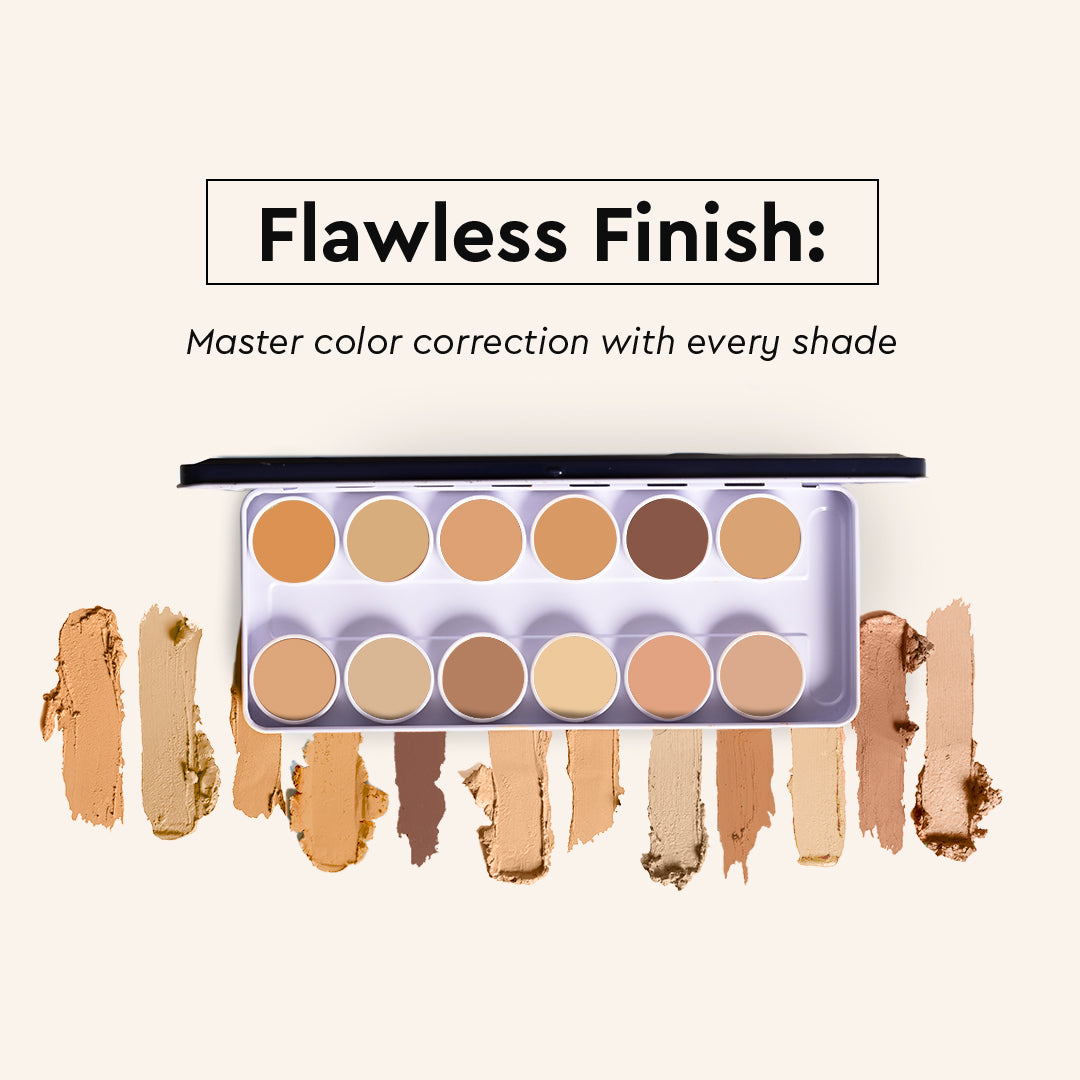 COVER & CONCEAL 12-1 DERMA PALETTE - For Pigmented & Oily Skin | Full Coverage Concealer, Foundation & Contour Kit