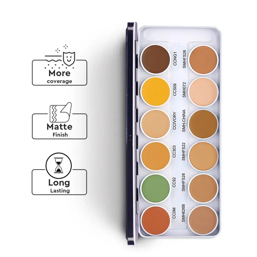 COVER & CONCEAL 12-1 SUPRA PALETTE - For Pigmented & Dry Skin | Full Coverage Concealer, Foundation & Contour Kit