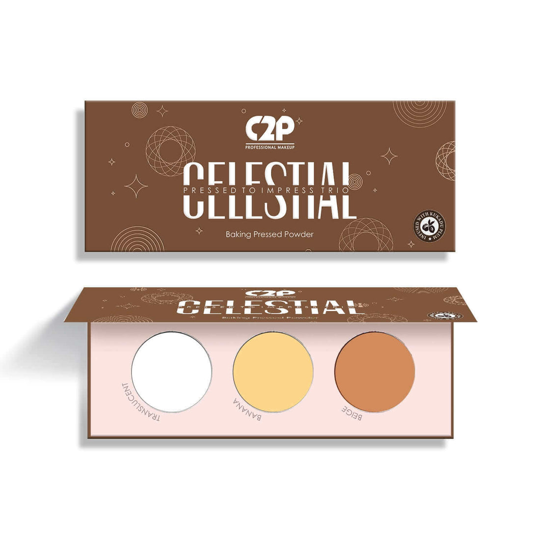 CELESTIAL PRESSED TO IMPRESS TRIO FACE PALETTE - Compact, Translucent & Loose Powders for Setting, Mattifying & Blurring (12g)