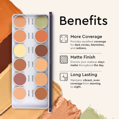 COVER &amp; CONCEAL 12-1 SUPRA PALETTE - For Pigmented &amp; Dry Skin | Full Coverage Concealer, Foundation &amp; Contour Kit
