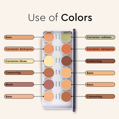 COVER &amp; CONCEAL 12-1 SUPRA PALETTE - For Pigmented &amp; Dry Skin | Full Coverage Concealer, Foundation &amp; Contour Kit
