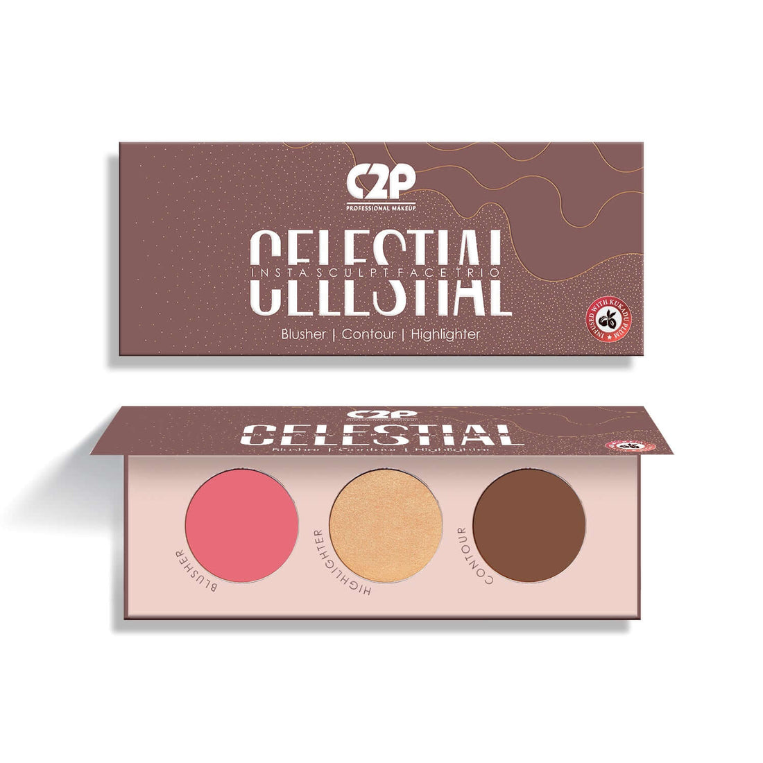 CELESTIAL INSTA SCULPT FACE PALETTE – Compact Contour, Blush & Highlight Trio for Effortless Face Definition (12g)
