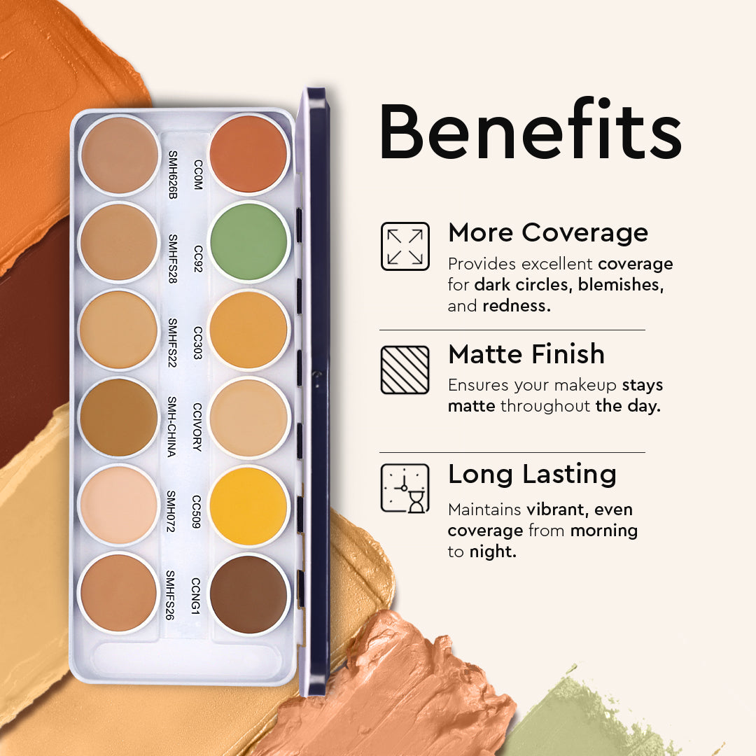 COVER &amp; CONCEAL 12-1 SUPRA PALETTE - For Pigmented &amp; Dry Skin | Full Coverage Concealer, Foundation &amp; Contour Kit