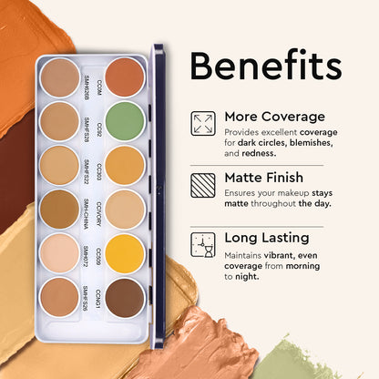 COVER &amp; CONCEAL 12-1 SUPRA PALETTE - For Pigmented &amp; Dry Skin | Full Coverage Concealer, Foundation &amp; Contour Kit