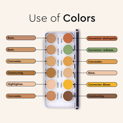 COVER &amp; CONCEAL 12-1 SUPRA PALETTE - For Pigmented &amp; Dry Skin | Full Coverage Concealer, Foundation &amp; Contour Kit