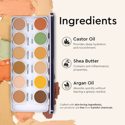 COVER &amp; CONCEAL 12-1 SUPRA PALETTE - For Pigmented &amp; Dry Skin | Full Coverage Concealer, Foundation &amp; Contour Kit
