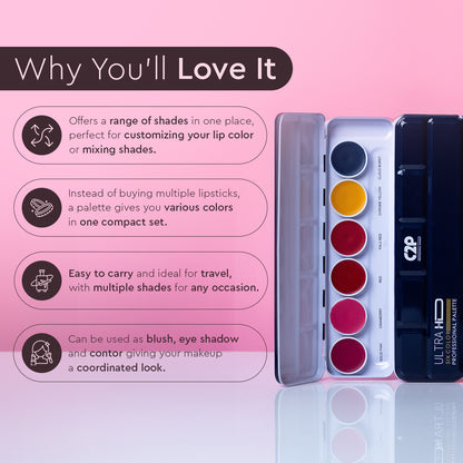 Ultra HD 6-Color Lip Palette – Create, Blend, and Shine with Long-Lasting, Hydrated Color