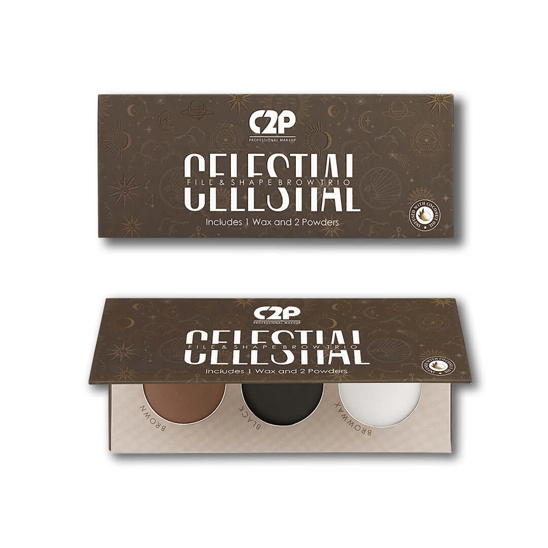 CELESTIAL 3 IN 1 EYEBROW PALETTE 2 POWDERS + 1 WAX EYEBROWS STYLER (12g)