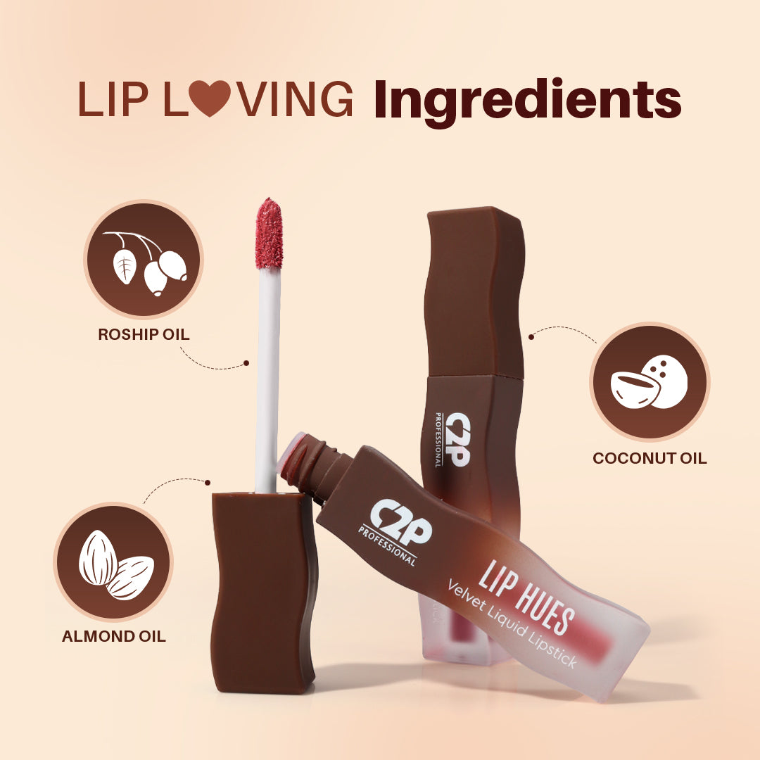Lip Hues Velvet Liquid Lipstick| Velvet matte finish| Long-lasting &amp; smudge-proof
